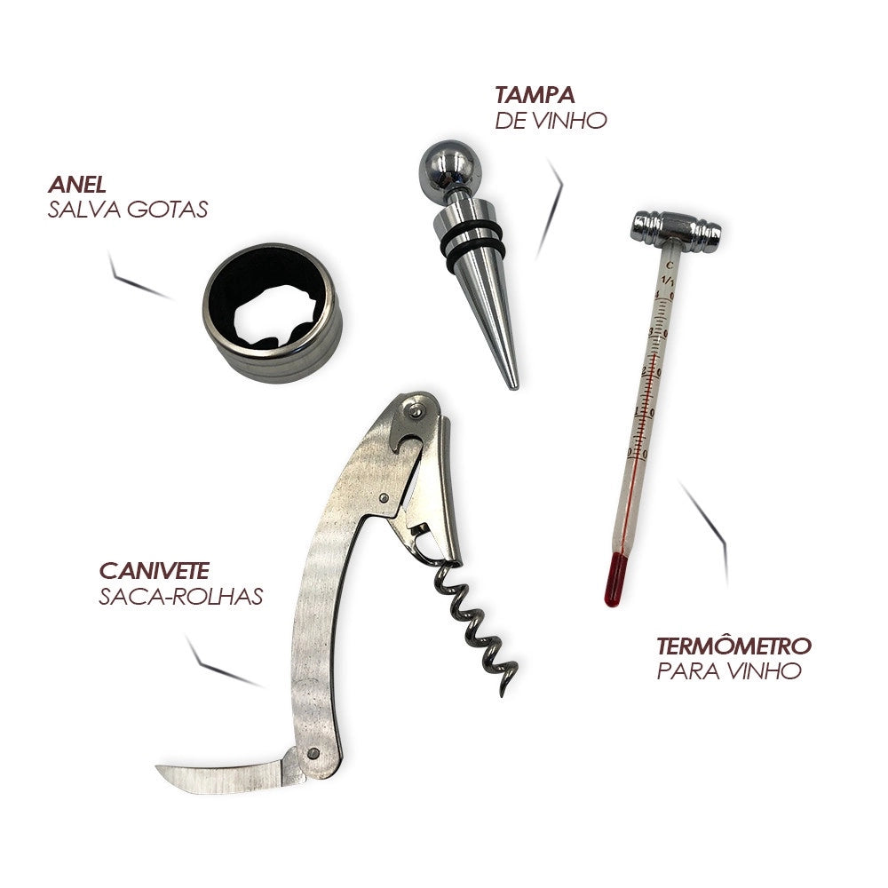 Kit Abridor de Vinho com jogo de Xadrez